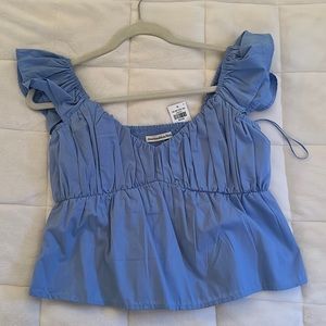Abercrombie and Fitch NWT - Ruffle Poplin Top Blue